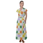 Board Pictures Chess Background Flutter Sleeve Maxi Dress
