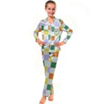 Board Pictures Chess Background Kids  Satin Long Sleeve Pajamas Set