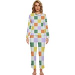 Board Pictures Chess Background Womens  Long Sleeve Lightweight Pajamas Set