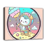 Boy Astronaut Cotton Candy Childhood Fantasy Tale Literature Planet Universe Kawaii Nature Cute Clou Canvas 14  x 11  (Stretched)