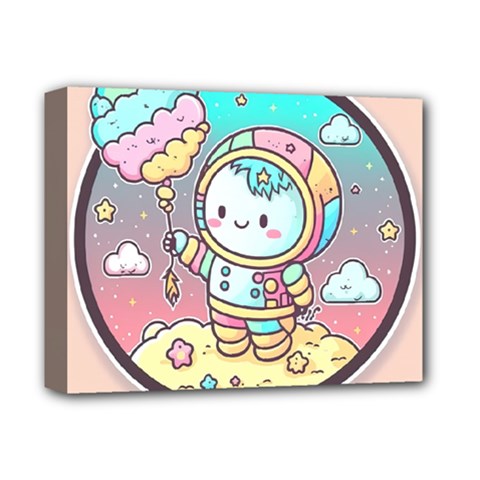 Boy Astronaut Cotton Candy Childhood Fantasy Tale Literature Planet Universe Kawaii Nature Cute Clou Deluxe Canvas 14  x 11  (Stretched) from ZippyPress