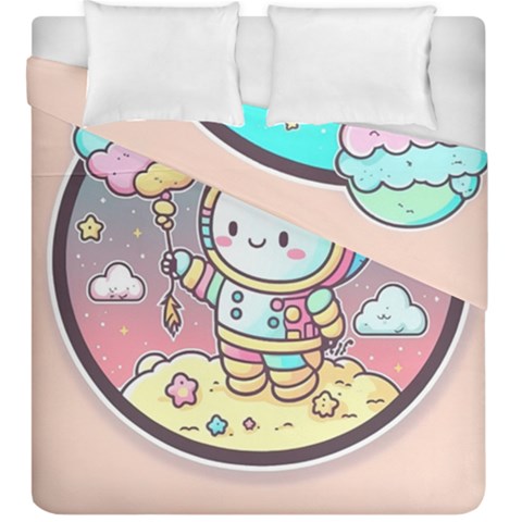 Boy Astronaut Cotton Candy Childhood Fantasy Tale Literature Planet Universe Kawaii Nature Cute Clou Duvet Cover Double Side (King Size) from ZippyPress
