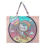 Boy Astronaut Cotton Candy Childhood Fantasy Tale Literature Planet Universe Kawaii Nature Cute Clou Zipper Large Tote Bag