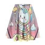 Boy Astronaut Cotton Candy Childhood Fantasy Tale Literature Planet Universe Kawaii Nature Cute Clou High Waist Skirt