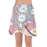 Boy Astronaut Cotton Candy Childhood Fantasy Tale Literature Planet Universe Kawaii Nature Cute Clou Wrap Front Skirt
