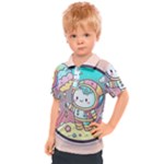 Boy Astronaut Cotton Candy Childhood Fantasy Tale Literature Planet Universe Kawaii Nature Cute Clou Kids  Polo T-Shirt