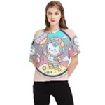 Boy Astronaut Cotton Candy Childhood Fantasy Tale Literature Planet Universe Kawaii Nature Cute Clou One Shoulder Cut Out T-Shirt