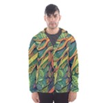 Outdoors Night Setting Scene Forest Woods Light Moonlight Nature Wilderness Leaves Branches Abstract Men s Hooded Windbreaker