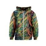 Outdoors Night Setting Scene Forest Woods Light Moonlight Nature Wilderness Leaves Branches Abstract Kids  Zipper Hoodie