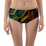 Outdoors Night Setting Scene Forest Woods Light Moonlight Nature Wilderness Leaves Branches Abstract Reversible Mid-Waist Bikini Bottoms
