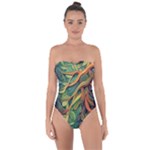 Outdoors Night Setting Scene Forest Woods Light Moonlight Nature Wilderness Leaves Branches Abstract Tie Back One Piece Swimsuit