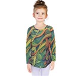 Outdoors Night Setting Scene Forest Woods Light Moonlight Nature Wilderness Leaves Branches Abstract Kids  Long Sleeve T-Shirt