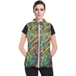 Outdoors Night Setting Scene Forest Woods Light Moonlight Nature Wilderness Leaves Branches Abstract Women s Puffer Vest