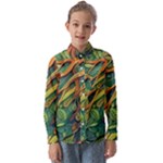 Outdoors Night Setting Scene Forest Woods Light Moonlight Nature Wilderness Leaves Branches Abstract Kids  Long Sleeve Shirt