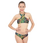 Outdoors Night Setting Scene Forest Woods Light Moonlight Nature Wilderness Leaves Branches Abstract High Neck Bikini Set