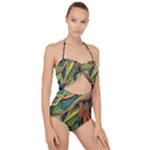 Outdoors Night Setting Scene Forest Woods Light Moonlight Nature Wilderness Leaves Branches Abstract Scallop Top Cut Out Swimsuit