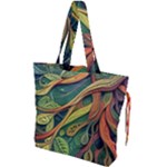 Outdoors Night Setting Scene Forest Woods Light Moonlight Nature Wilderness Leaves Branches Abstract Drawstring Tote Bag
