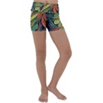 Outdoors Night Setting Scene Forest Woods Light Moonlight Nature Wilderness Leaves Branches Abstract Kids  Lightweight Velour Yoga Shorts