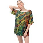 Outdoors Night Setting Scene Forest Woods Light Moonlight Nature Wilderness Leaves Branches Abstract Oversized Chiffon Top