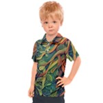 Outdoors Night Setting Scene Forest Woods Light Moonlight Nature Wilderness Leaves Branches Abstract Kids  Polo T-Shirt