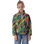 Outdoors Night Setting Scene Forest Woods Light Moonlight Nature Wilderness Leaves Branches Abstract Kids  Half Zip Hoodie