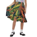 Outdoors Night Setting Scene Forest Woods Light Moonlight Nature Wilderness Leaves Branches Abstract Kids  Ruffle Flared Wrap Midi Skirt