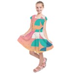 Abstract Geometric Bauhaus Polka Dots Retro Memphis Art Kids  Short Sleeve Dress