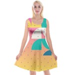 Abstract Geometric Bauhaus Polka Dots Retro Memphis Art Reversible Velvet Sleeveless Dress