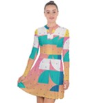 Abstract Geometric Bauhaus Polka Dots Retro Memphis Art Long Sleeve Panel Dress