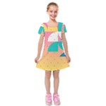 Abstract Geometric Bauhaus Polka Dots Retro Memphis Art Kids  Short Sleeve Velvet Dress