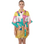 Abstract Geometric Bauhaus Polka Dots Retro Memphis Art Half Sleeve Satin Kimono 