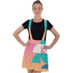 Abstract Geometric Bauhaus Polka Dots Retro Memphis Art Velvet Suspender Skater Skirt