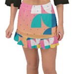 Abstract Geometric Bauhaus Polka Dots Retro Memphis Art Fishtail Mini Chiffon Skirt