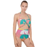 Abstract Geometric Bauhaus Polka Dots Retro Memphis Art Scallop Top Cut Out Swimsuit