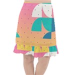 Abstract Geometric Bauhaus Polka Dots Retro Memphis Art Fishtail Chiffon Skirt