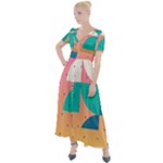 Abstract Geometric Bauhaus Polka Dots Retro Memphis Art Button Up Short Sleeve Maxi Dress