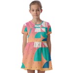 Abstract Geometric Bauhaus Polka Dots Retro Memphis Art Kids  Short Sleeve Pinafore Style Dress