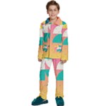 Abstract Geometric Bauhaus Polka Dots Retro Memphis Art Kids  Long Sleeve Velvet Pajamas Set