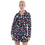 Flowers Pattern Floral Antique Floral Nature Flower Graphic Women s Long Sleeve Casual Dress