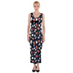 Flowers Pattern Floral Antique Floral Nature Flower Graphic Fitted Maxi Dress