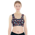 Flowers Pattern Floral Antique Floral Nature Flower Graphic Sports Bra With Pocket