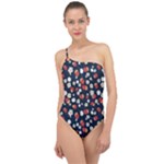 Flowers Pattern Floral Antique Floral Nature Flower Graphic Classic One Shoulder Swimsuit