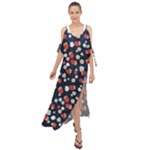 Flowers Pattern Floral Antique Floral Nature Flower Graphic Maxi Chiffon Cover Up Dress