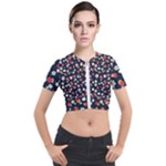 Flowers Pattern Floral Antique Floral Nature Flower Graphic Short Sleeve Cropped Jacket