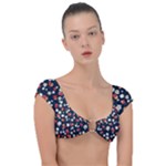 Flowers Pattern Floral Antique Floral Nature Flower Graphic Cap Sleeve Ring Bikini Top