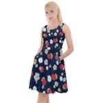 Flowers Pattern Floral Antique Floral Nature Flower Graphic Knee Length Skater Dress With Pockets