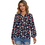 Flowers Pattern Floral Antique Floral Nature Flower Graphic Women s Long Sleeve Button Up Shirt