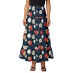 Flowers Pattern Floral Antique Floral Nature Flower Graphic Tiered Ruffle Maxi Skirt