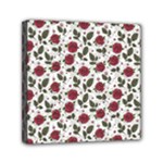 Roses Flowers Leaves Pattern Scrapbook Paper Floral Background Mini Canvas 6  x 6  (Stretched)