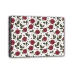 Roses Flowers Leaves Pattern Scrapbook Paper Floral Background Mini Canvas 7  x 5  (Stretched)